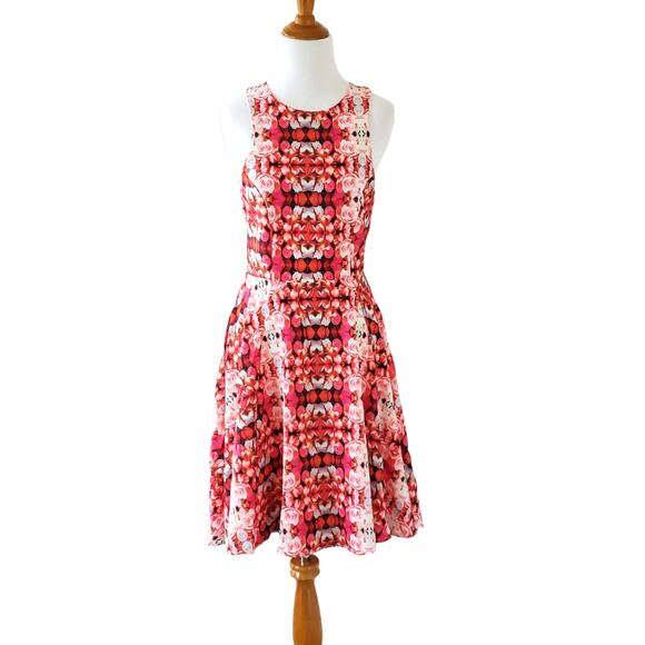Revolve Naven Jackie Kaleidoscope Fit & Flare Floral Rose Pink Dress Women 4 - Picture 2 of 11